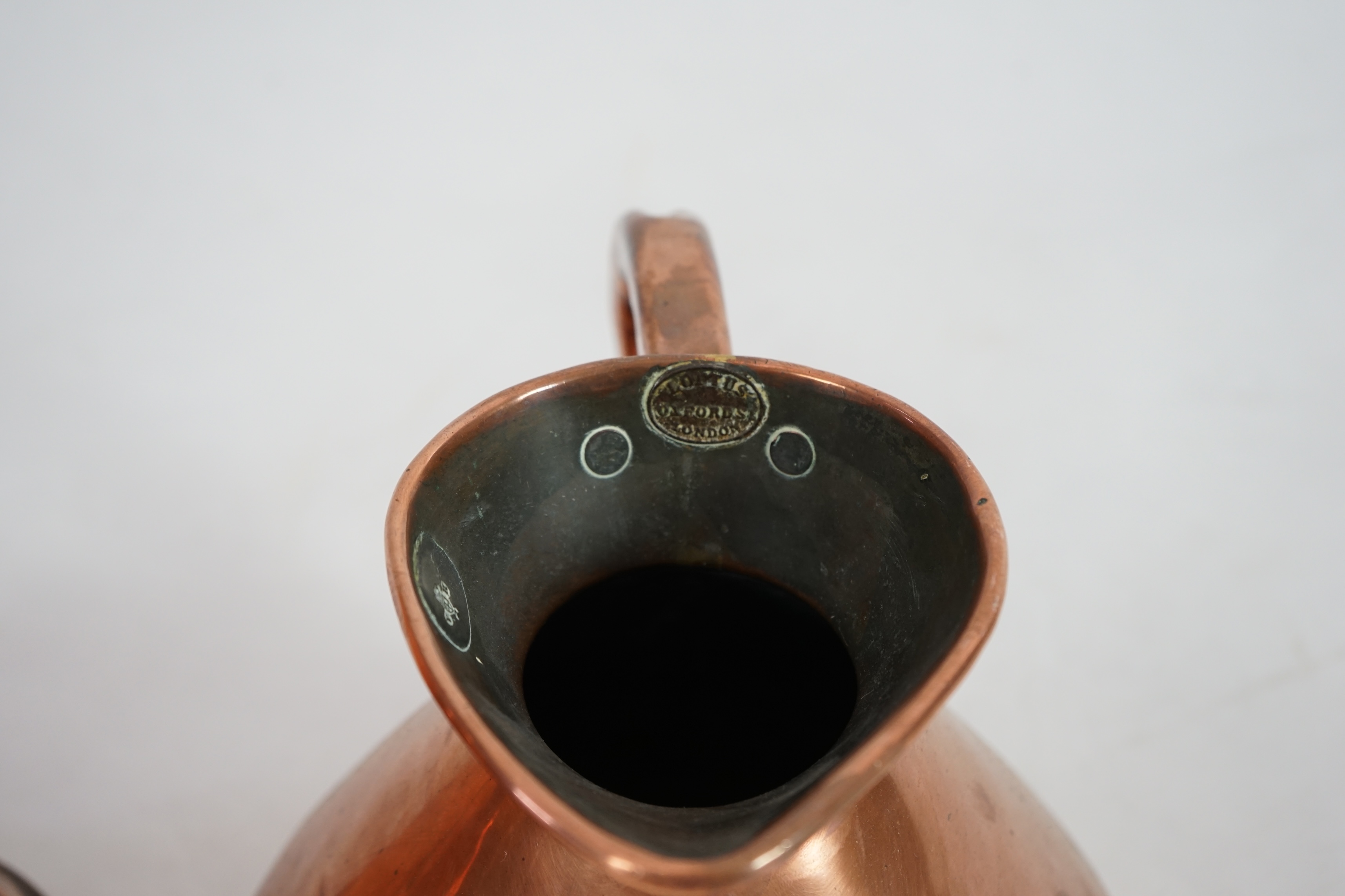 A Victorian Loftus of Oxford Street copper one gallon flagon